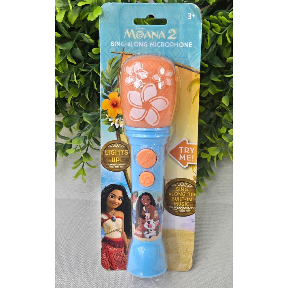 Disney Princess Moana 2 Sing-Along Microphone Toy Lights Up Built-In Music eKids